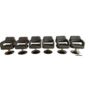 Modern Hydraulic Barber Chair (Black Leather, Silver metal)