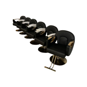 Premium Black Leather Hydraulic Barber Chair (With Gold metal)