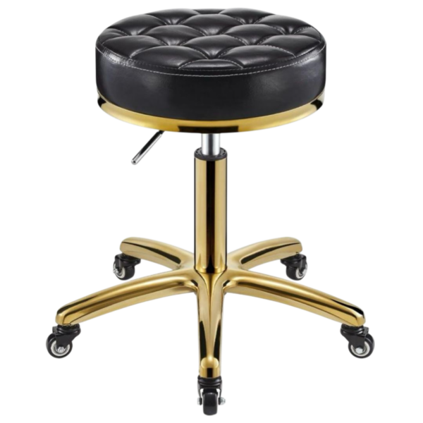 Premium Black & Gold Hydraulic Rolling Salon Stool