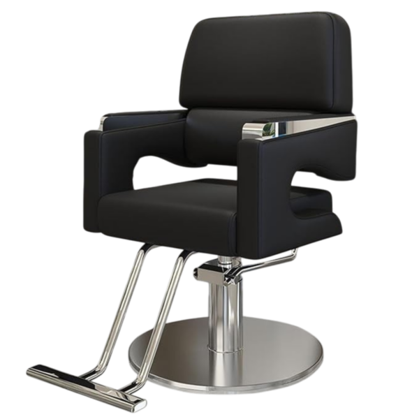 Kubos Minimalist Black & Chrome Salon Styling Chair