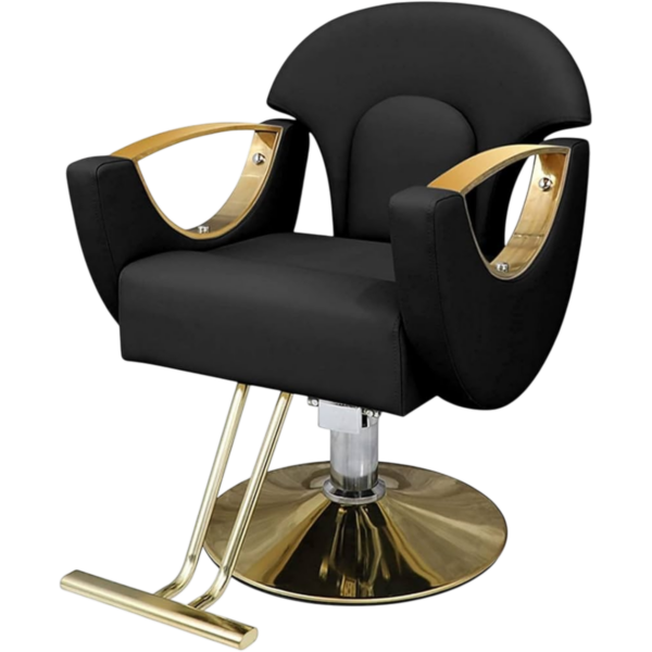Luna Crescent Black & Gold Salon Styling Chair